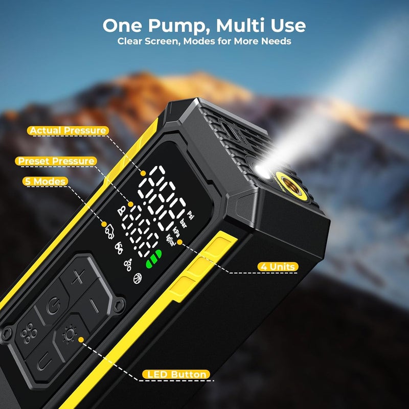 DWW Tire Inflator Portable Air Compressor, 150 PSI Portable Tire Inflator for Car with Digital Gauge, Air Pump for Inflatables with LED & Auto Shut-Off, Ideal for Car, Motorcycle, Bicycle and Ball - Image 5